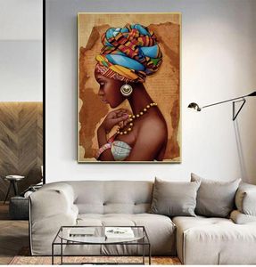 Décoration d'intérieur et calligraphie de femme africaine, peinture sur toile, affiches scandinave de beauté, tableau d'art mural pour salon Ho9167828
