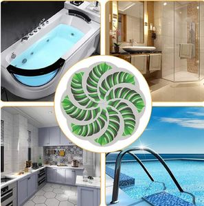 Home Decor Antislip Applique Stone / Groene Bladeren Zelfklevende Sticker Badkamer Douche Veiligheid Stickers DIY Bathtub Decals met Schraper