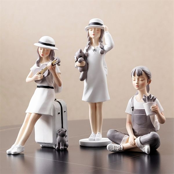 Décor à la maison belle fille sculpture ation ornements figurines pour intérieur kawaii room accessoires accessoires d'année cadeau 220426