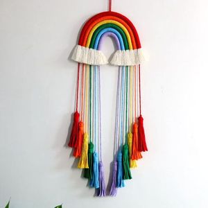 Decoración del hogar tamaño grande lindo colorido Arco Iris almacenamiento colgante pared sombreros horquilla almacenamiento tira organizadora nube pinza para el pelo diadema Organiz