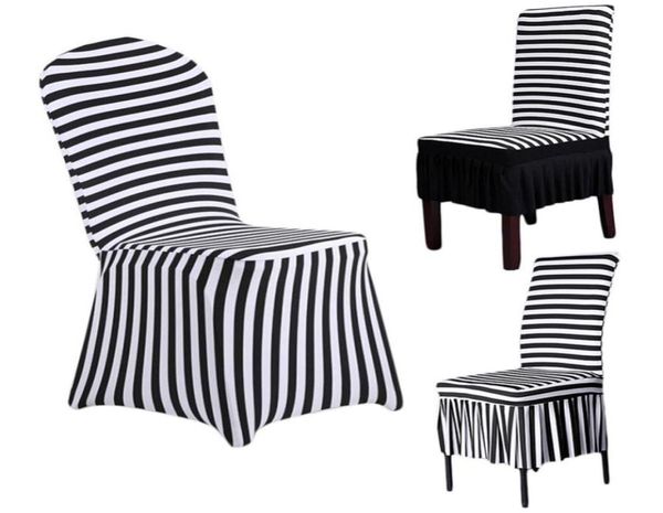 Couverture de chaise de décoration intérieure Décoration de mariage Stripe Polyester Spandex Dining Chair Covers for Wedding Party Cover264Q4211666