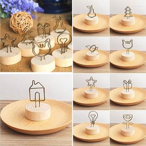 Home Decor Creative Round Noot Foto frame Clip Tabel Nummer Bruiloft PO -houder Memo Naam Kaart Hanger