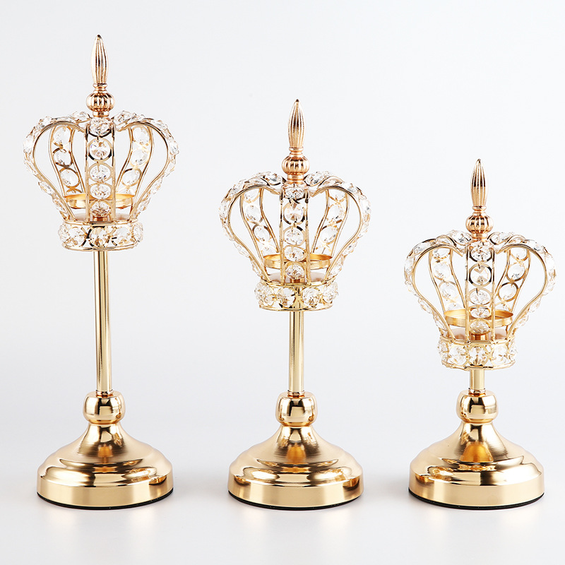 Home Decor Crown Crystal Candle Holders voor bruiloftsfeestdecoraties
