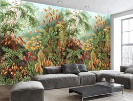 Home Decor Mural Wallpapers Rolls For Walls Living Slaapkamer European Retro Tropical Woods Woonkamer Stereoscopisch 3D Foto Wallpaper