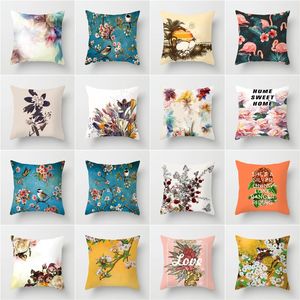 Home Decor Pillow Bus Ins Ins Plant Floral Polyester Print Bedding Car Sofa Cushion Cover Chair Taille Cushion/Decorative
