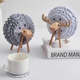 Home Decor Round Filt Cup Mats Creative Office Sheep Shape -Insulationjapan Style Anti Slip Pads Coasters Art Crafts Cadeau