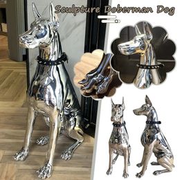 Sculpture de décoration intérieure Doberman chien petite taille Art Animal Statues Figurine Room 18x10x5cm 240521