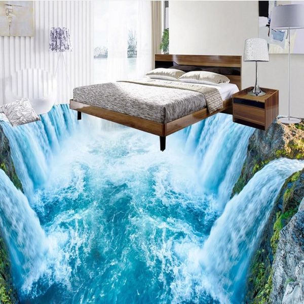 Decoración del hogar 3D cascada sala de estar mural para piso suelo impermeable pintura mural autoadhesivo 3D314P