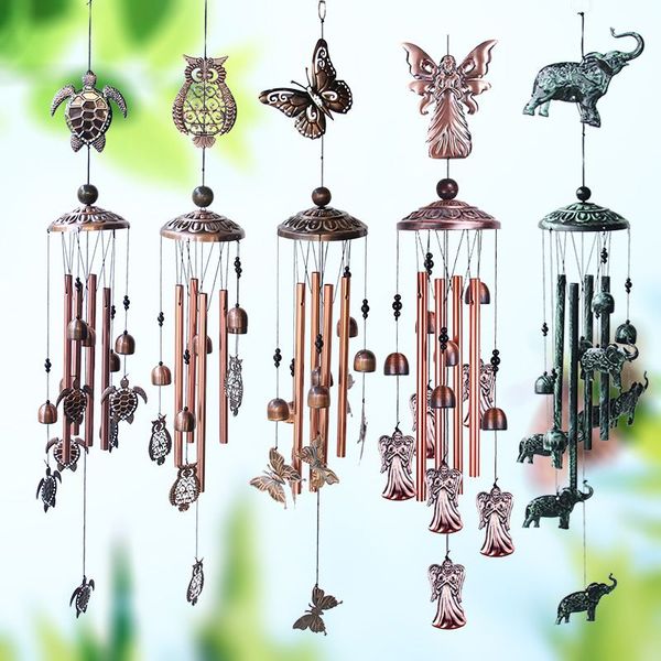 Accessoires de décoration pour la maison, rétro européen et américain, tortue papillon en métal, carillon éolien en fer, pendentif d'extérieur en cuivre pour cour