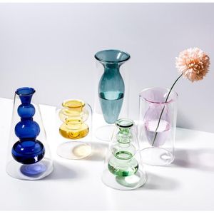 Accesorios de decoración del hogar Estilo nórdico Colorido Vaso transparente Arreglo de flores Arreglo de acuicultura hidropónica Mesa 25555555