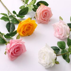 Home Decoratie Bloemen Moisturerende rozensimulatie Bloem High-end single handle Rose Artificial Flowers LT441