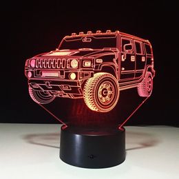 Décoration de la maison Hummer nouveauté 3D lampe LED veilleuse alimenté par batterie USB lampe de nuit chambre d'enfants # R54