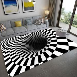 Décoration de la maison salon couloir tapis impression tapis 3D Illusion Vortex trou sans fond tapis de sol tapis antidérapant goutte 202718