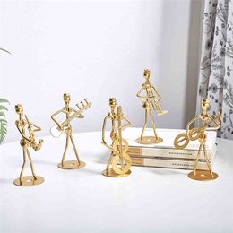 Home Decoratie Old Furniture Iron Musician Miniature Figurines Desk Office Accessoires Retro en Nostalgic Metal People Model 220628