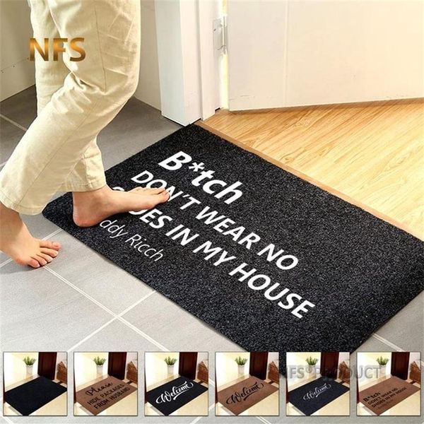 Tapis de porte avant décoratif pour la maison paillasson d'entrée 40x60cm Polyester noir marron TPR caoutchouc tapis de sol antidérapant bienvenue s 220315271s