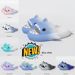 Accueil Designer Femmes Été Shark Sandles Pantoufles Anti-dérapant EVA Couleur Solide Couple Parents Extérieur Cool Intérieur Mousse Coureurs Ménage Drôle Chaussures Eur 36-45 GAI 721