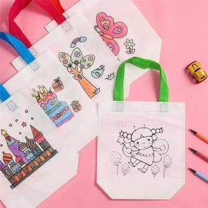 THUIS DIY milieuvriendelijke tas non-woven graffiti art handgekleurde doek handgeschilderde schilderij handtas materiaal C0614G10183g