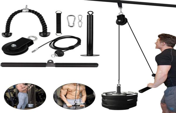 Inicio DIY Fitness Polea Cable Cuerda Sistema de fijación Kit de herramientas Pin de carga Brazo de elevación Bíceps Tríceps Fuerza de la mano Entrenamiento de gimnasio Eq1224181