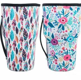 Accueil Drinkware Handle 31 Design Print 30oz Réutilisable Ice Coffee Cup Sleeve Cover Néoprène Isolé Sleeves Holder Case Bags Pouch RRD8925