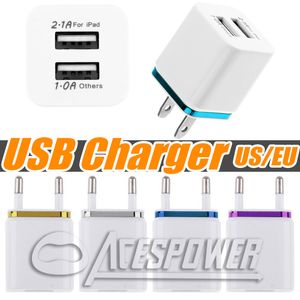 Thuis dubbele USB-oplader EU US-stekker 2 poorten AC-oplaadadapter voor Samsung Galaxy Note 10 Plus S20 Plus LG