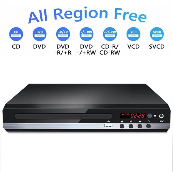 Home DVD Player VCD CD Disc Media Player Player Machine avec AV Sortie à distance Mic USB Full HD 1080p Home DVD Player Box Multimedia 240415