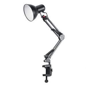 Home EU US Plug Flexible Swing Arm klem Mount Mount Lamp Office Studio E27/E26 BILB TAFEL Zwart Desk Licht AC85-265V LED-lamplampen