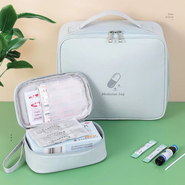 Bolsa para botiquín de primeros auxilios para el hogar, caja organizadora de medicina de gran capacidad, bolsa de almacenamiento, viaje, supervivencia, emergencia, portátil vacío