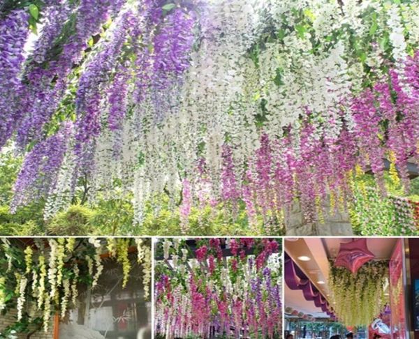 Home Fashion Hortensia artificiel Party Romantic Wedding Decorative Silk Garlands of Artificial Flowers Wisteria DLH4137301001