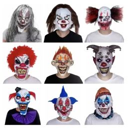 Masque de Cosplay de Clown drôle pour la maison, masque de fête en latex, accessoires de costumes de fête d'halloween, masque de terreur pour hommes, masques effrayants BJ