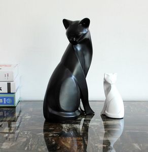 Woninginrichting Decoraties van zwart-wit Moderne Minimalistische Hars Ambachten Bruiloft Gift Cat Woonkamer Decoratie