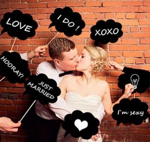 Maison Jardin 10 Pcs Photo Booth Prop DIY Bulle Discours Chalk Board Fête De Mariage Photomaton