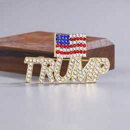 2024 Trump Brooch America Flag Diamond Pin I Love Trump Party Decoration Commémorative Badge