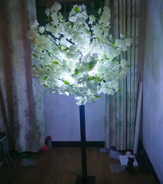 Accueil Décoration de jardin Fleur artificielle Fleur de pêche Arbre Blanc Simulation Blanc Cherry Fake Fake Plante Pour Mariage T Station Tir Props