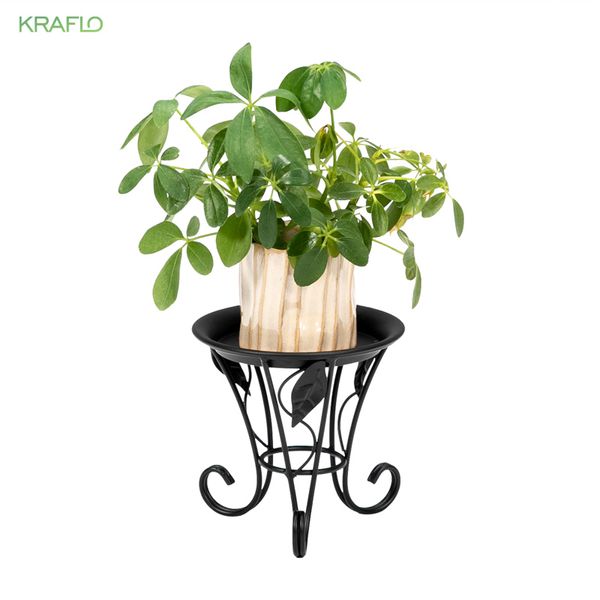 Soporte de planta alto europeo decorativo para jardín de casa Mini soporte de maceta de Metal soporte de maceta de hierro negro con placa