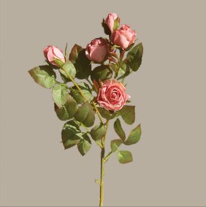 Home Tuin Decoratieve bloemen Handgemaakte kleine zijde Rose Vintage Burnt Edge Design