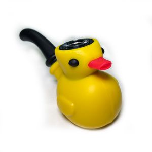 Accueil Jardin canard forme unique tuyau à main en silicone plate-forme pétrolière cire dab avec bong en verre fumer des conduites d'eau