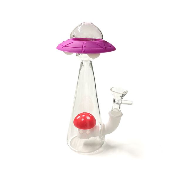 Accueil Jardin vente chaude UFO forme Conduites d'eau bongs en verre plate-forme pétrolière silicone bong fumer Hookahs dab rigs Free 14mm Bowl
