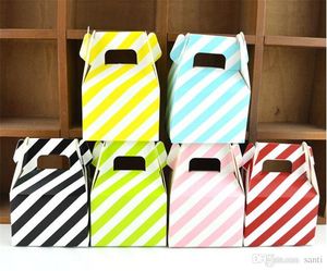 Home Garden MOQ 200 pcs 1 color Paper Candy Box stripe gift bag Chocolate Packaging Children Birthday Party Wedding Decorations Favors XB1