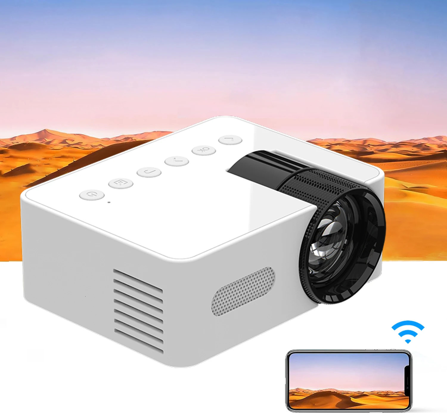 ホームHDビデオプロジェクター画面画像機能付きミニ屋外ワイヤレス互換USB充電式投影240125