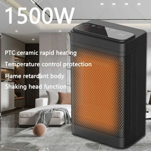 Calentadores para el hogar Mini calentador PTC de mesa de 1500W para el hogar, dormitorio, oficina, Control remoto, calentador eléctrico, ventiladores de calefacción verticales de bajo consumo J0102