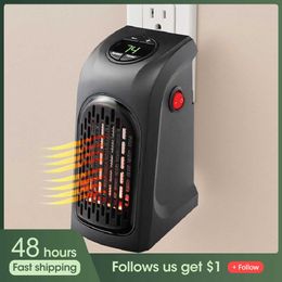 Thuisverwarmers 400W elektrisch stopcontactverwarming Led-display Plug-in miniverwarmer voor thuiskantoor Binnengebruik Ruimteverwarmer met laag verbruik Warm HKD230904