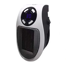 Home Verwarmers 500W ventilatorverwarming Mini Elektrische ruimteverwarming Draagbare wanduitlaatverwarming met LED -display Verstelbare thermostaat en timer Mute HKD230904