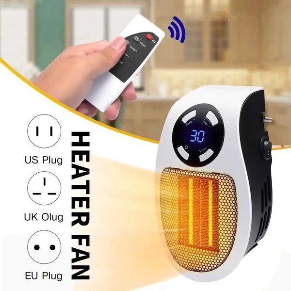 Calentadores para el hogar Mini calentador portátil de 500 W para el hogar, ventiladores de calefacción para baños pequeños, calentador eléctrico de cerámica PTC montado en la pared con control remoto J240102