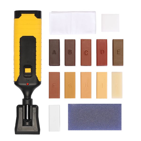 Kit de reparación de laminado para el hogar Kit de reparaciones de pisos Diy Kit de herramientas de reparación de tableros de madera multifuncionales con 11 bloqueo de cera