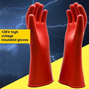 Guantes de aislamiento para el hogar 12KV Alto voltaje Eléctrico Anti Trabajo eléctrico Prevención de fugas Guantes de goma para el hogar 210622