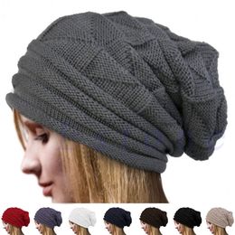 Bonnet Long tricoté pour la maison, chapeau de Ski surdimensionné, Skullies amples, pour femmes et hommes, chapeau chaud en laine d'hiver, unisexe