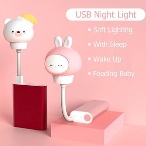Home LED CHLIDREN USB Night Light Cute Cartoon Nightlamp Beer afstandsbediening voor Baby Kid Slaapkamer Decor Bedlampje Kerstcadeau