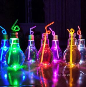 Thuis LED-lamp Waterfles Plastic Melk Sap Waterfles Wegwerp lekvrije drinkbeker met deksel Creatief drinkgerei over zee