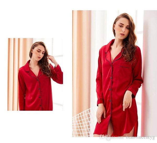 Maison loisirs à manches longues Yukata revers chemise de nuit mme Simulation glace soie Service à domicile Robe du matin peignoirs pour femmes 06