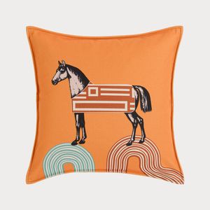 Housse de coussin de luxe avec broderie de cheval blanc, taie d'oreiller lombaire pour salon, canapé, décor d'automne, livraison directe